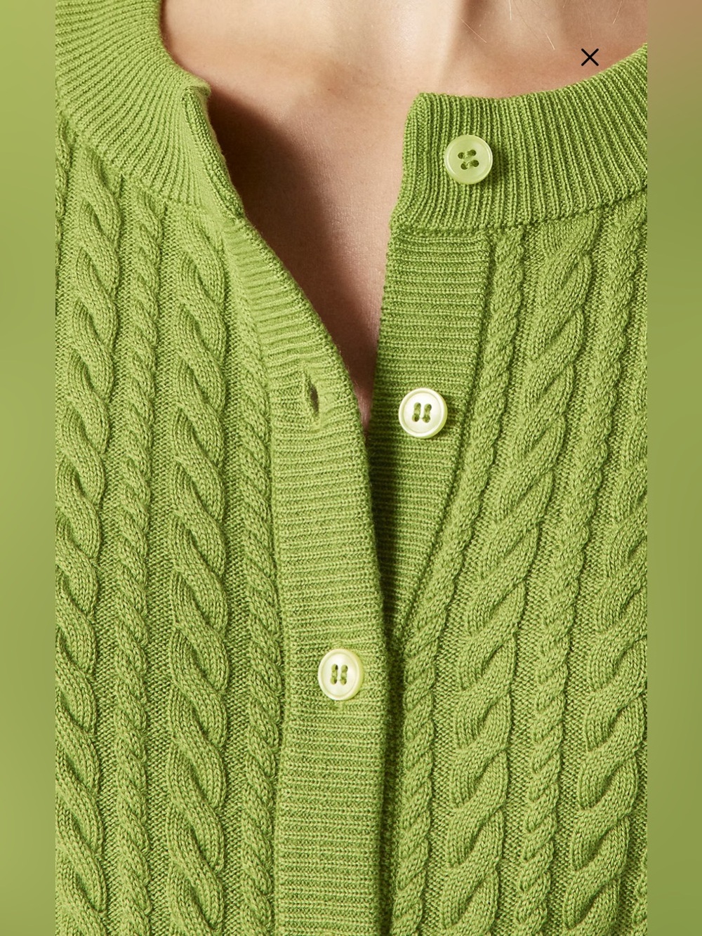 J-Crew Cable-knit crewneck cardigan in merino wool color August Peridot Size XS - Picture 5 of 8